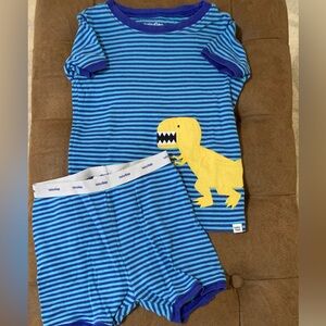 GAP Blue Striped Dinosaur Pajama Set
